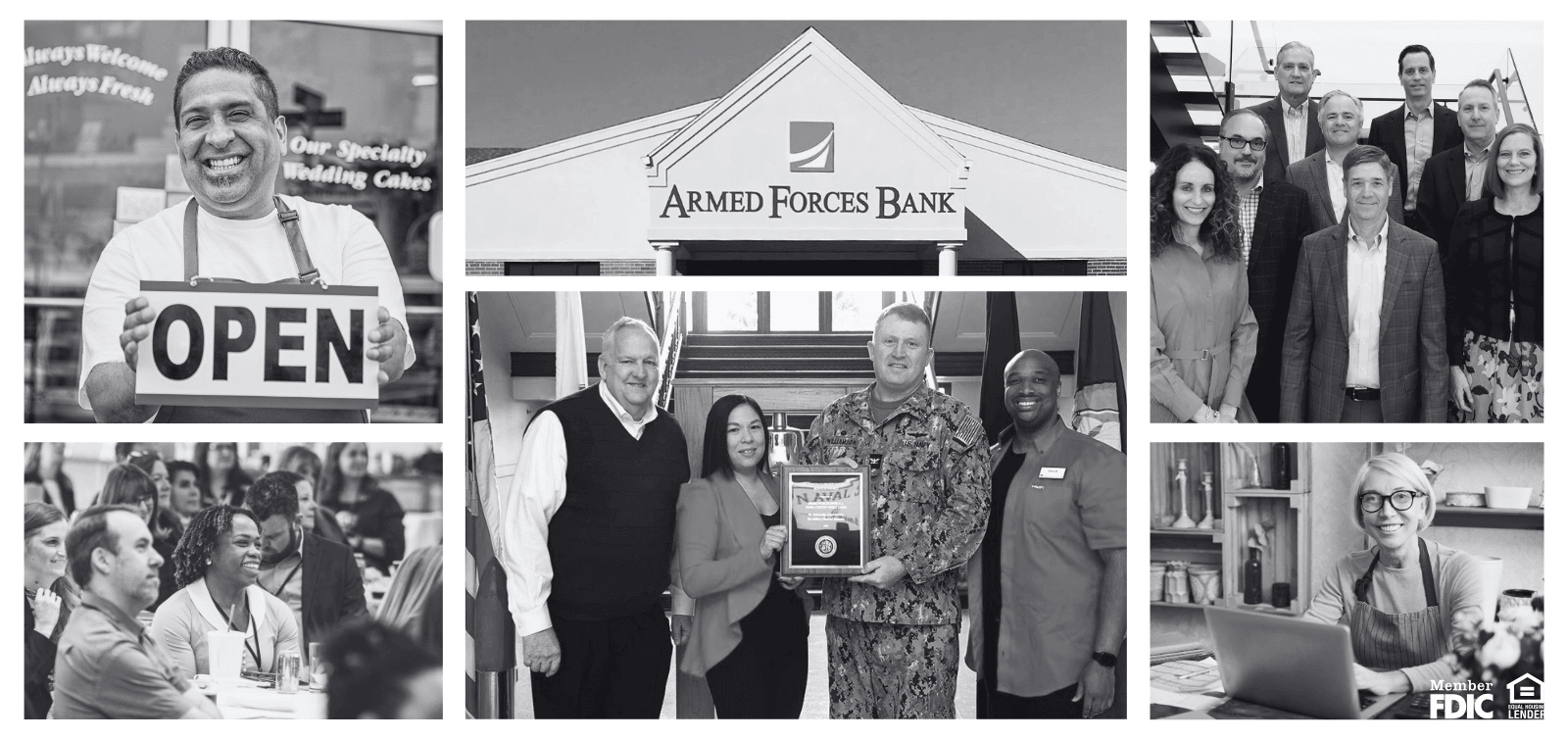 Photos of a family-owned bank that is best for business loans.