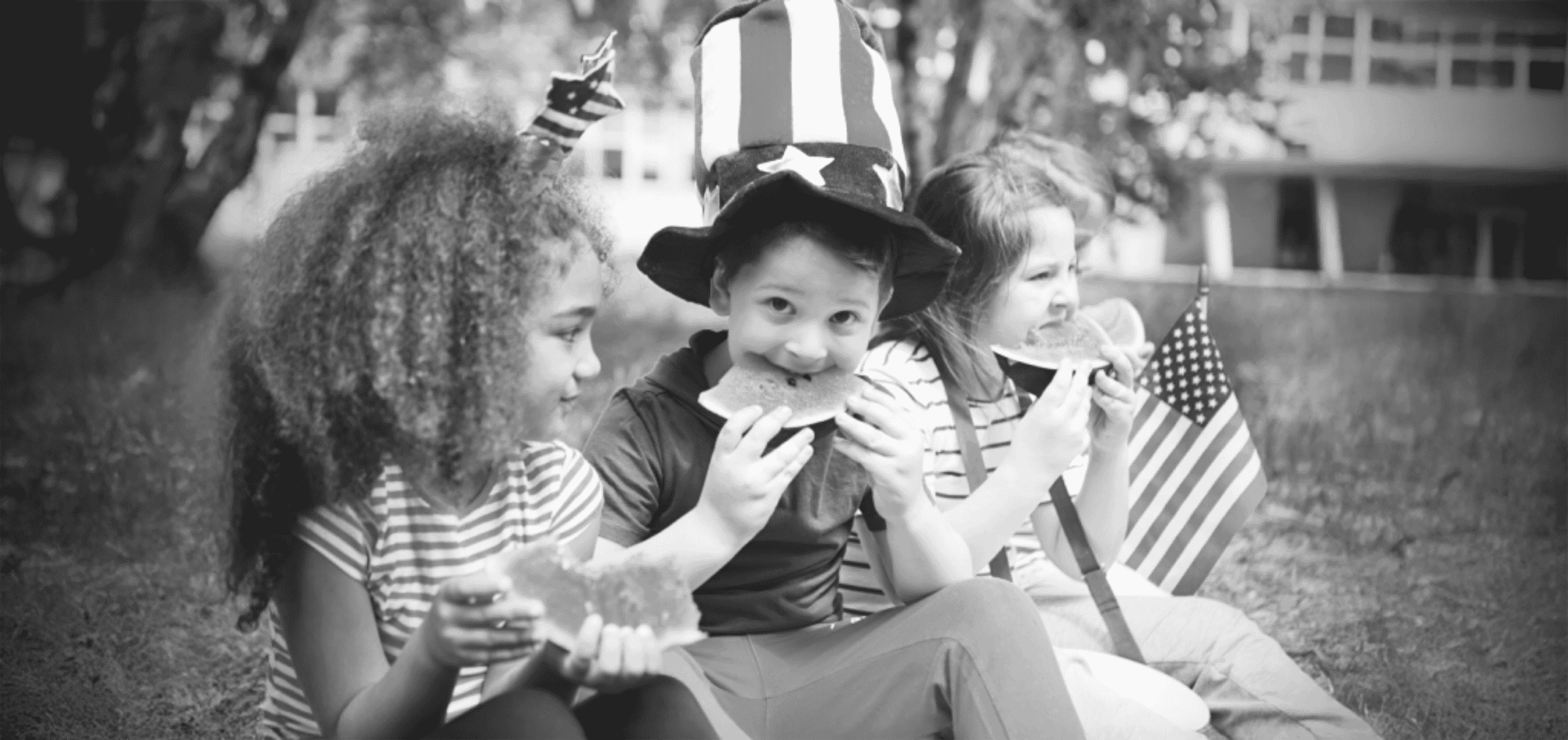 Three kids enjoying a memorable Fourth of July, which their parents financed with a military personal loaon.