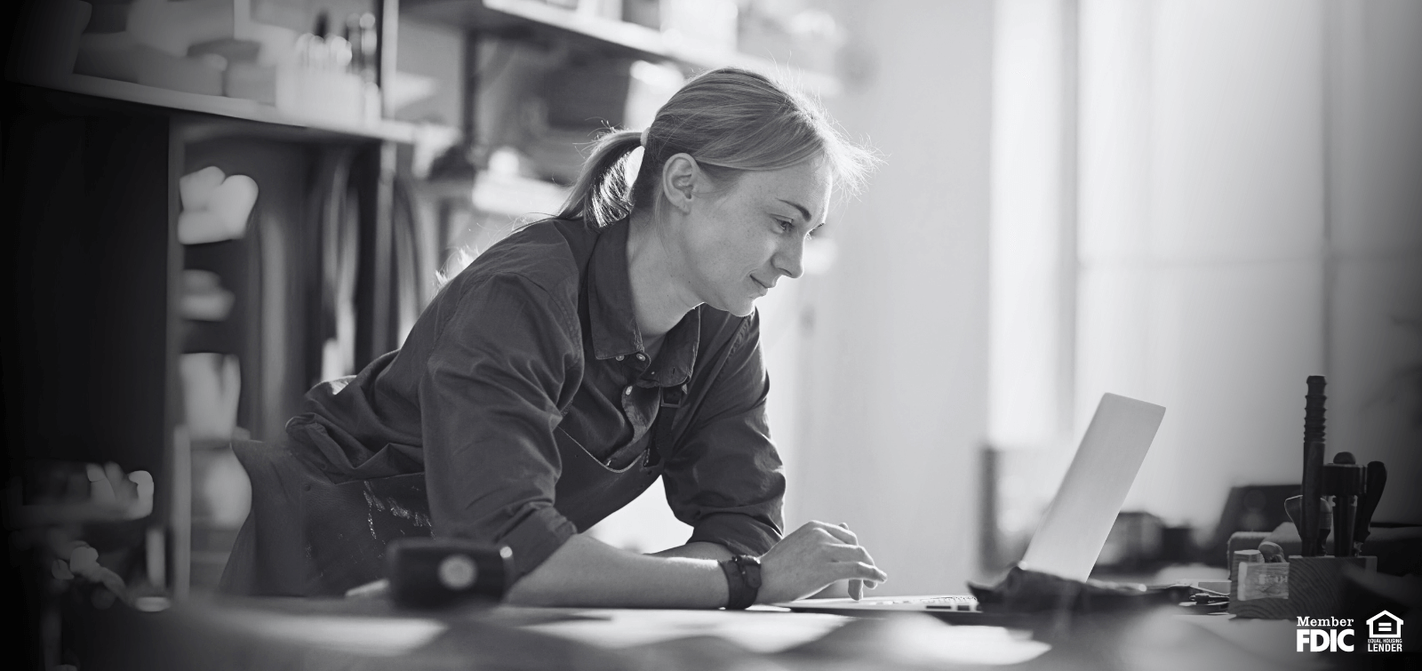 Business Line of Credit client checks their online banking